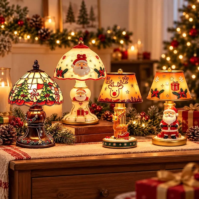 Enchanted Santa & Reindeer Holiday Lamp